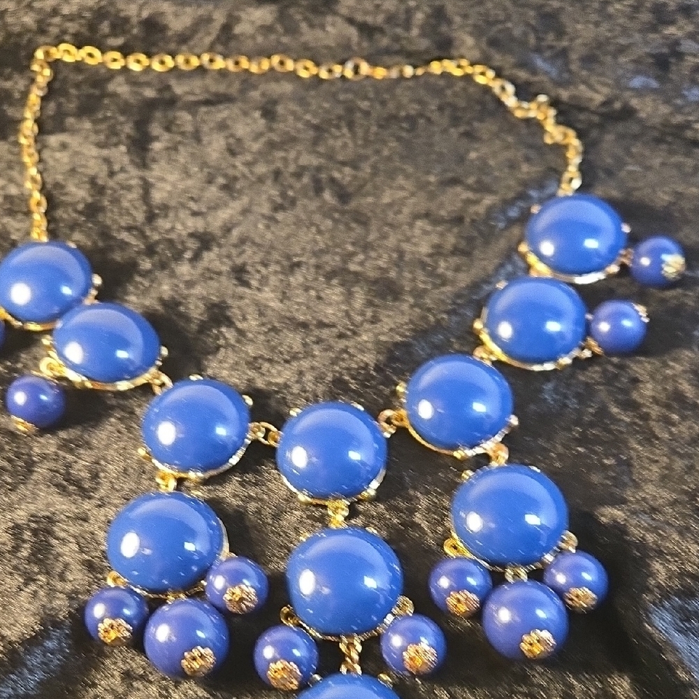 Source Unknown Blue and Gold Bubble Necklace